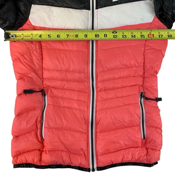 Swix Down Feather Hooded Puffer Jacket Size XS Quilted Full Zip Colorblock - Picture 13 of 13